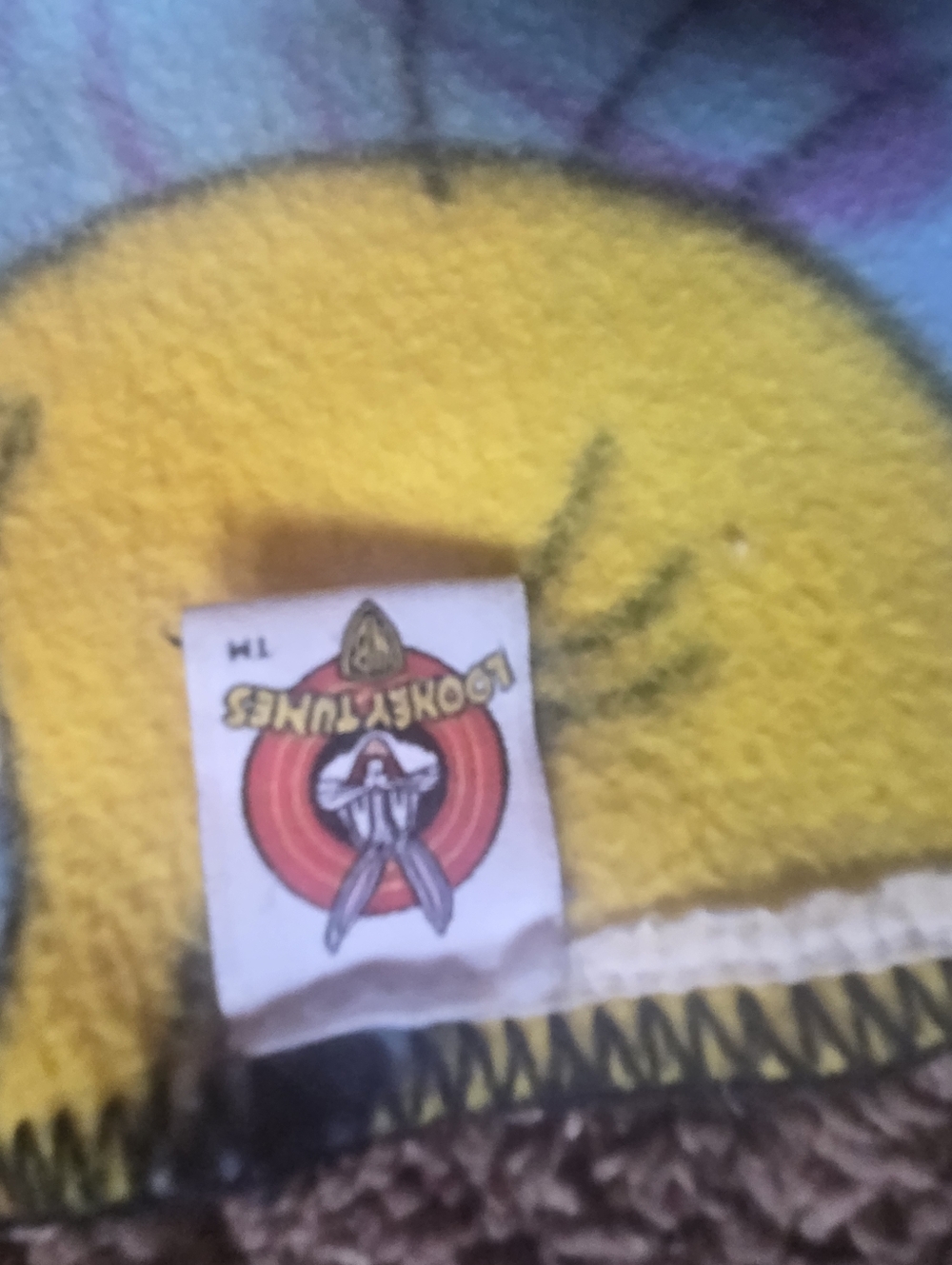 Vintage 1999 Tweety Bird Blue Floral Plush Throw Blanket - Picture 3 of 7